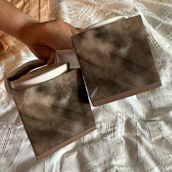 Saks Fifth Avenue Leather Marble Heel Mules - Picture 5 of 6